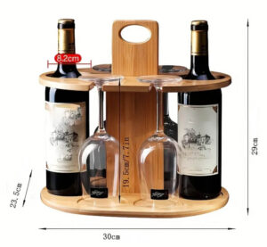 Leseno stojalo za vino z držalom za kozarce