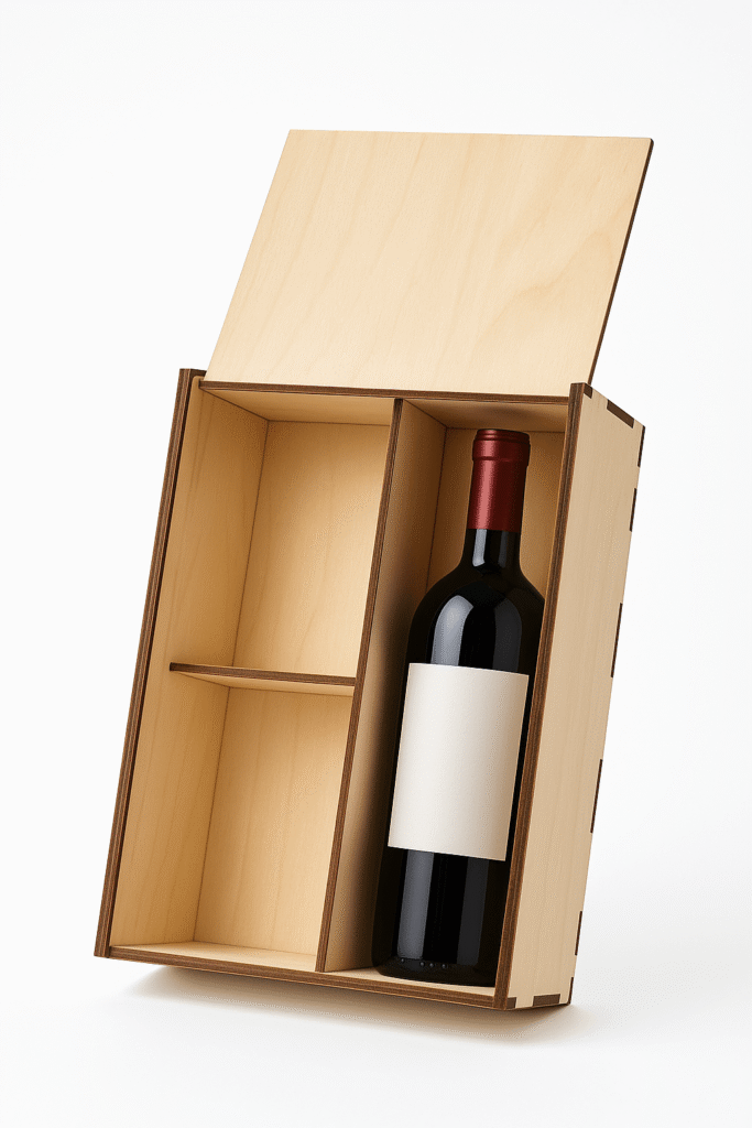 Elegantna lesena darilna škatla je popolna izbira za vse, ki želijo podariti osebno, unikatno in kakovostno darilo. Izdelana je iz naravnega lesa, natančno lasersko izrezana in sestavljena z lepim drsnim pokrovom. Primerna je za steklenico vina, prisrčnico, čokolado ali druge osebne dodatke.