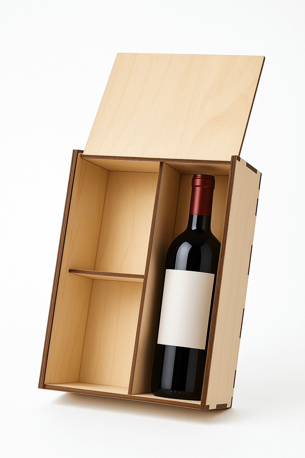 Elegantna lesena darilna škatla je popolna izbira za vse, ki želijo podariti osebno, unikatno in kakovostno darilo. Izdelana je iz naravnega lesa, natančno lasersko izrezana in sestavljena z lepim drsnim pokrovom. Primerna je za steklenico vina, prisrčnico, čokolado ali druge osebne dodatke.