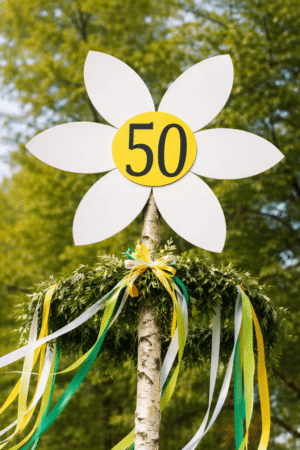 Roža za mlaj z letnico – personalizirana jubilejna dekoracija 2MPK