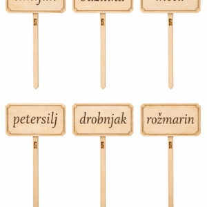 Leseni vrtni označevalci za zelišča – set 6 graviranih označevalcev 2MPK